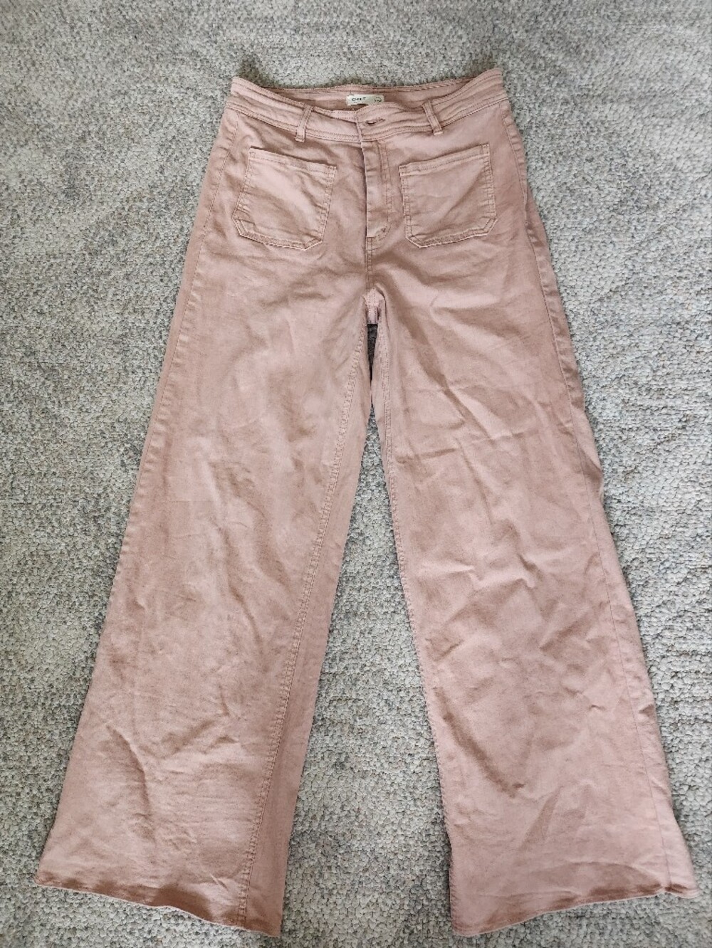 OAT New York Blush Pink Wide Leg  Patch Pocket Jeans